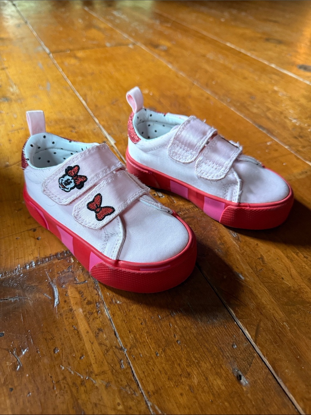 Disney Minnie Mouse Pink and Red Kids Velcro Sneakers